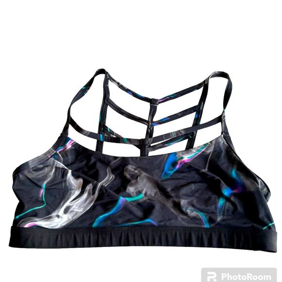 Pink Victoria’s Secret Black Pattern Sports Bra Size Medium - Picture 1 of 6